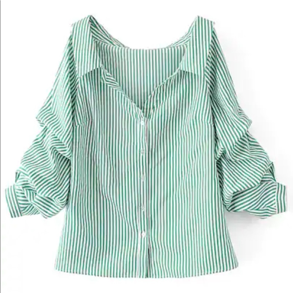 Vertical striped tunic blouse